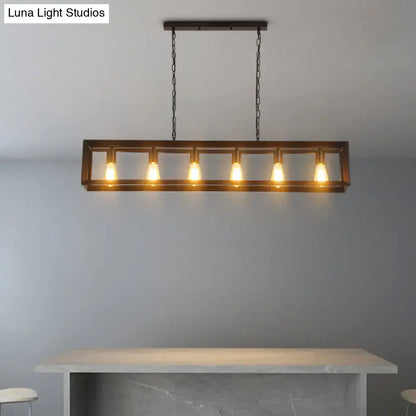 Industrial black rectangular island pendant kitchen light with edison bulbs
