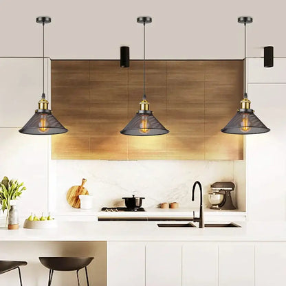 Farmhouse black iron cage pendant light for kitchen island
