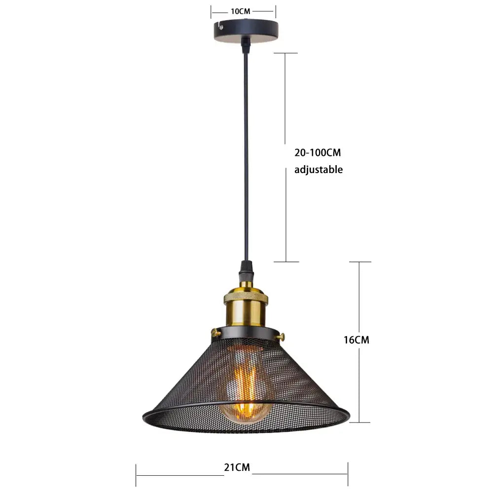 Farmhouse black iron cage pendant light for kitchen island