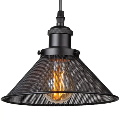 Farmhouse black iron cage pendant light for kitchen island