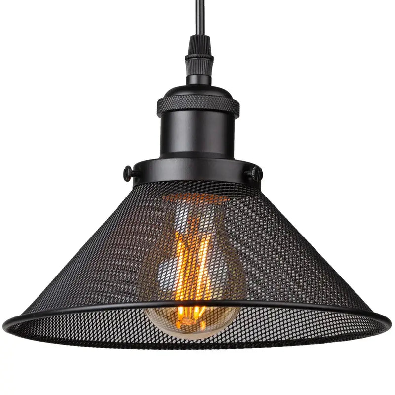 Farmhouse black iron cage pendant light for kitchen island