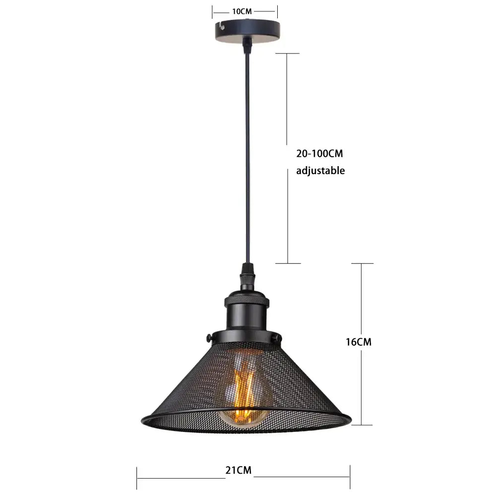 Farmhouse black iron cage pendant light for kitchen island