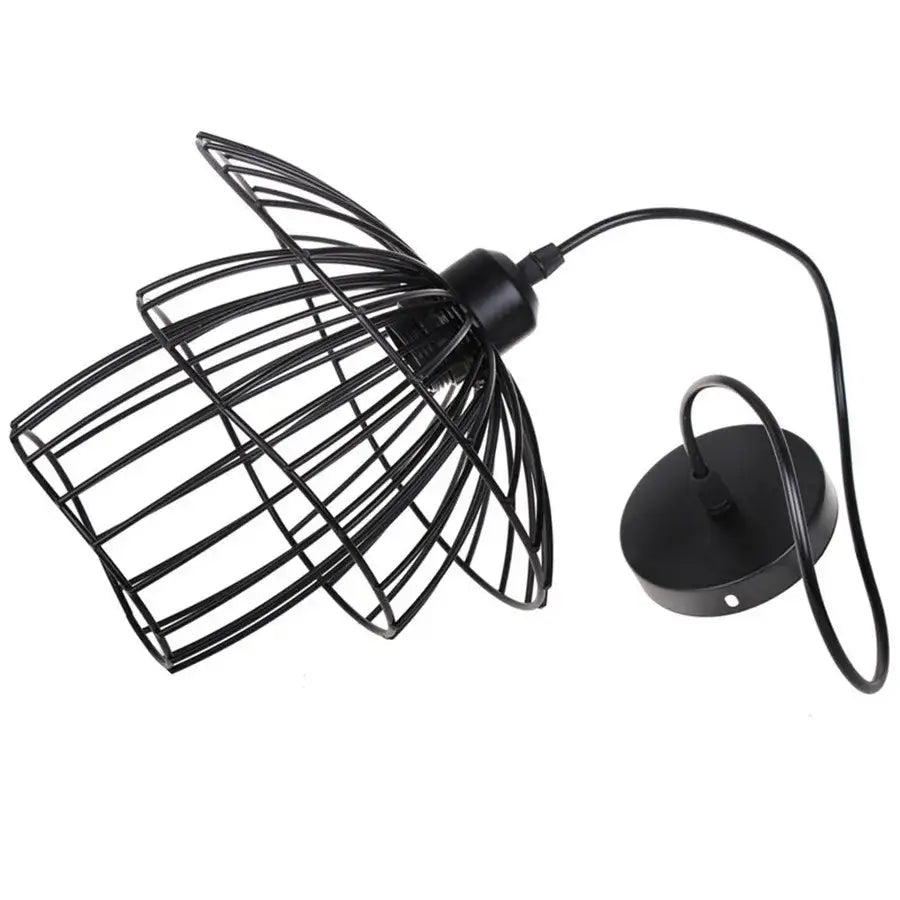 Tiered black iron cage pendant light for kitchen edison bulb design