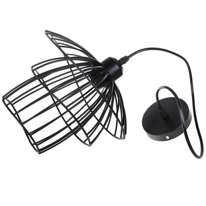 Tiered black iron cage pendant light for kitchen edison bulb design