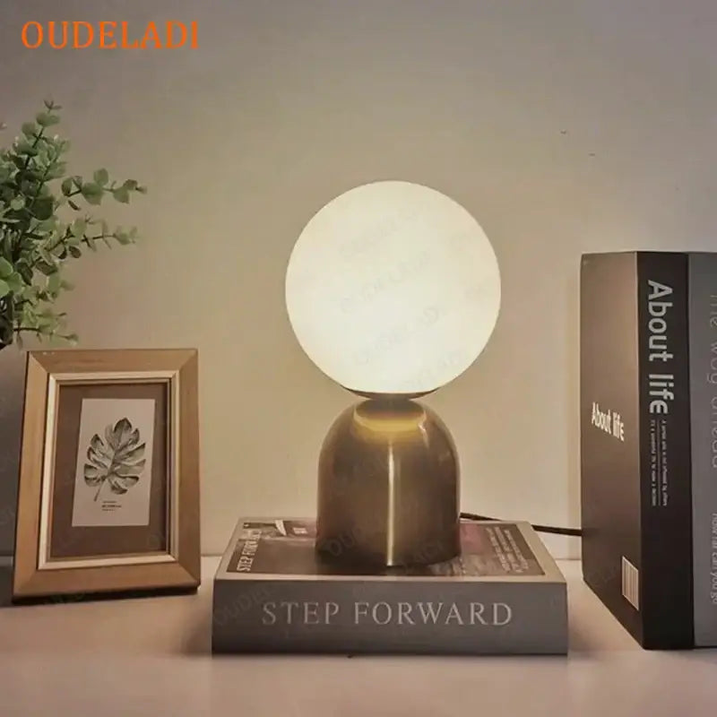 Nordic black iron glass ball table lamps bedroom led lighting fixture