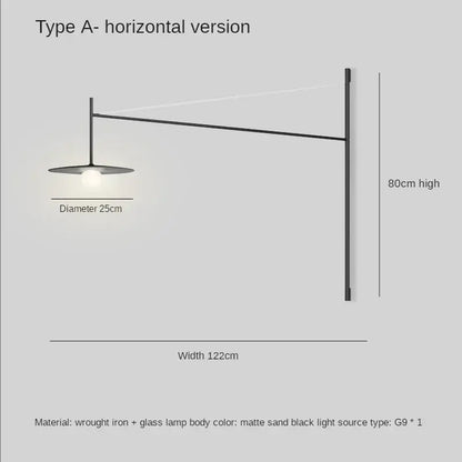 Modern nordic black iron led long wall lamp bedroom light