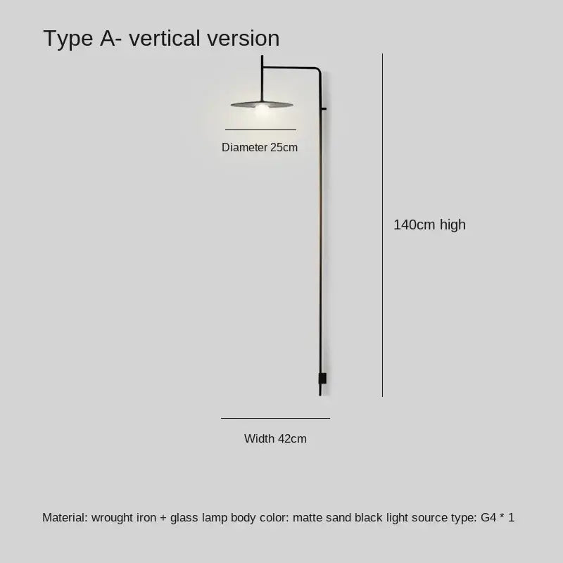 Modern nordic black iron led long wall lamp bedroom light
