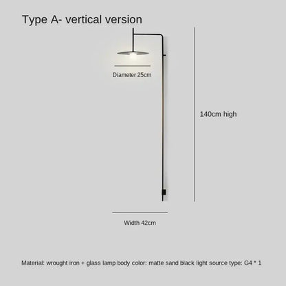 Modern nordic black iron led long wall lamp bedroom light