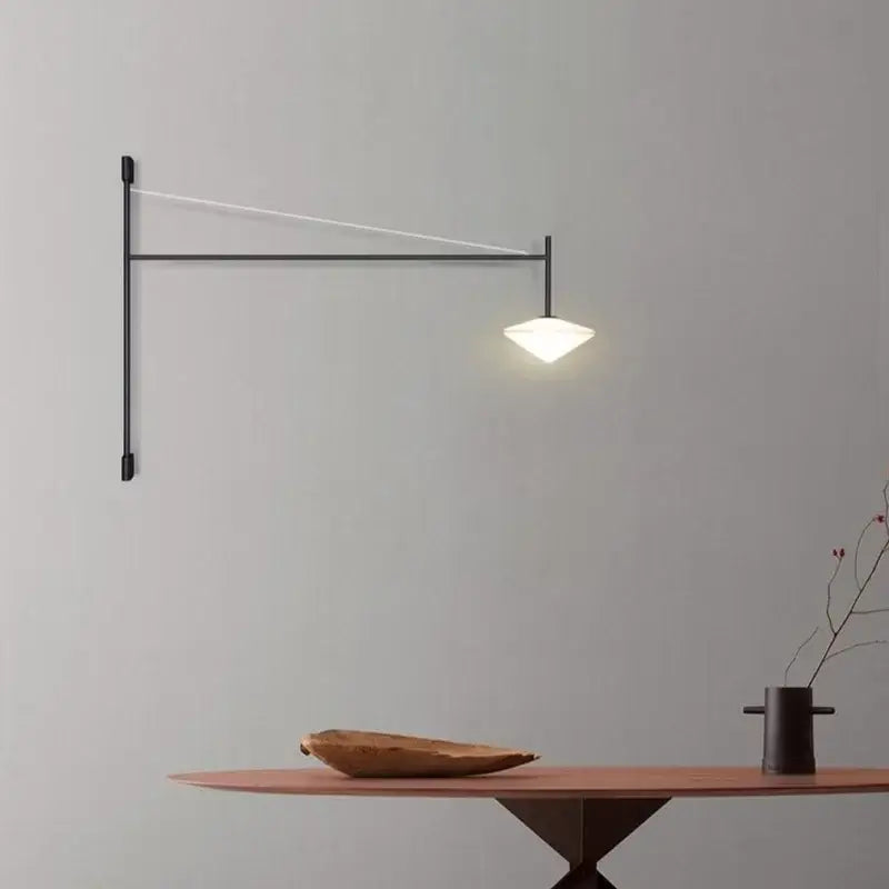 Modern nordic black iron led long wall lamp bedroom light