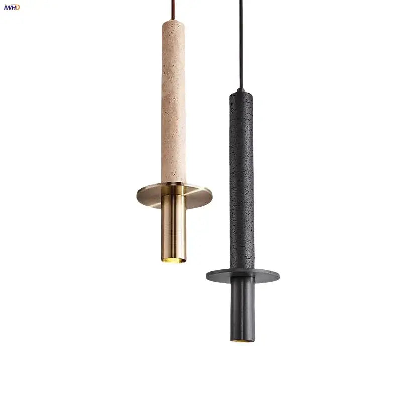 Wabi sabi beige & black iron led pendant hallway decor light