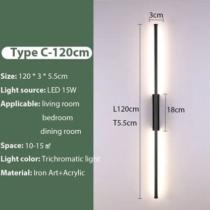 Modern black iron led wall lamp living room sconce