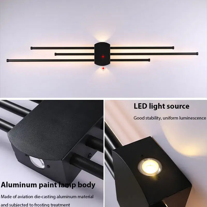Modern black iron led wall lamp living room sconce