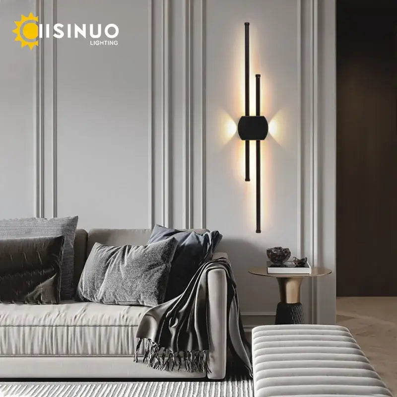 Modern black iron led wall lamp living room sconce