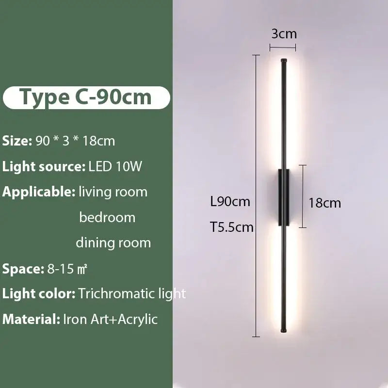 Modern black iron led wall lamp living room sconce