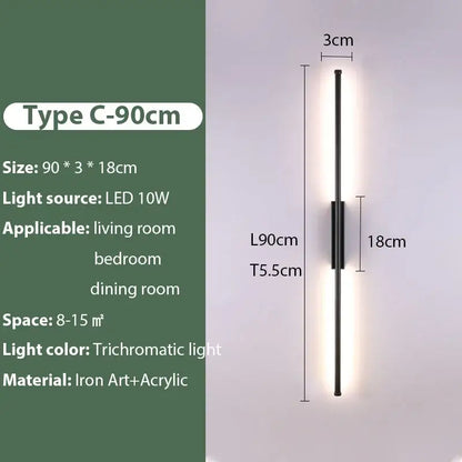 Modern black iron led wall lamp living room sconce