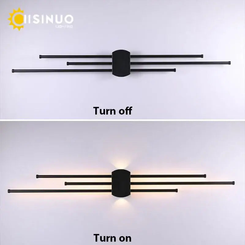 Modern black iron led wall lamp living room sconce