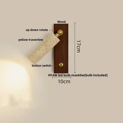 Modern wood and black iron led wall sconce bedroom light
