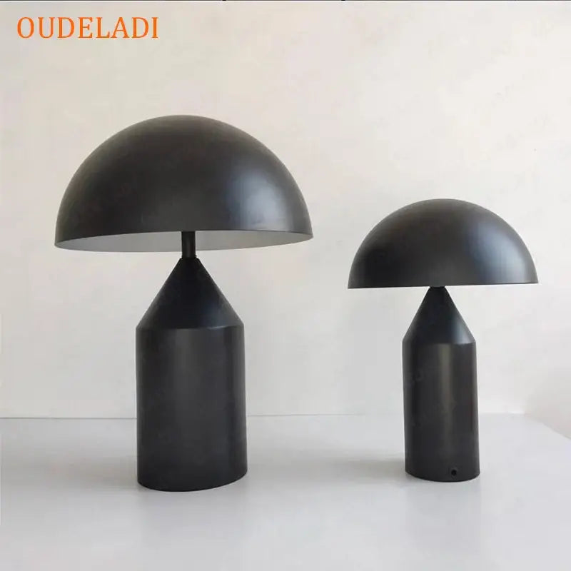 Matte black & white iron mushroom table lamp for bedroom and living room