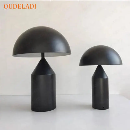 Matte black & white iron mushroom table lamp for bedroom and living room
