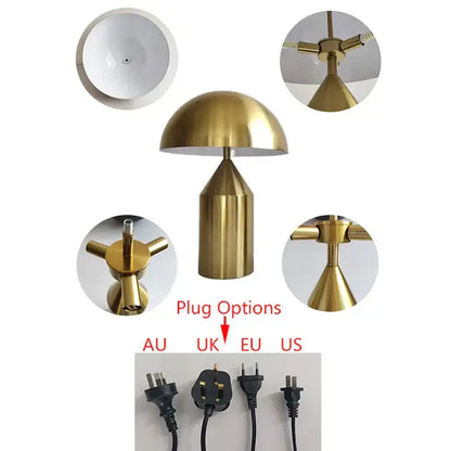Matte black & white iron mushroom table lamp for bedroom and living room