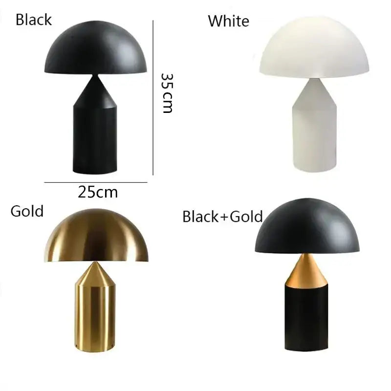 Matte black & white iron mushroom table lamp for bedroom and living room