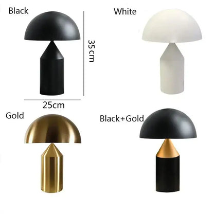 Matte black & white iron mushroom table lamp for bedroom and living room