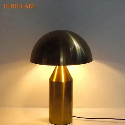 Matte black & white iron mushroom table lamp for bedroom and living room