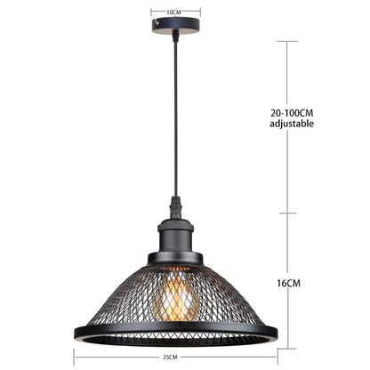 Industrial black and brass mesh pendant light fixture kitchen