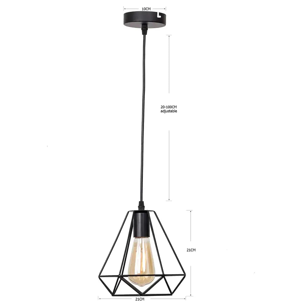 Modern geometric black iron pendant lights for kitchen