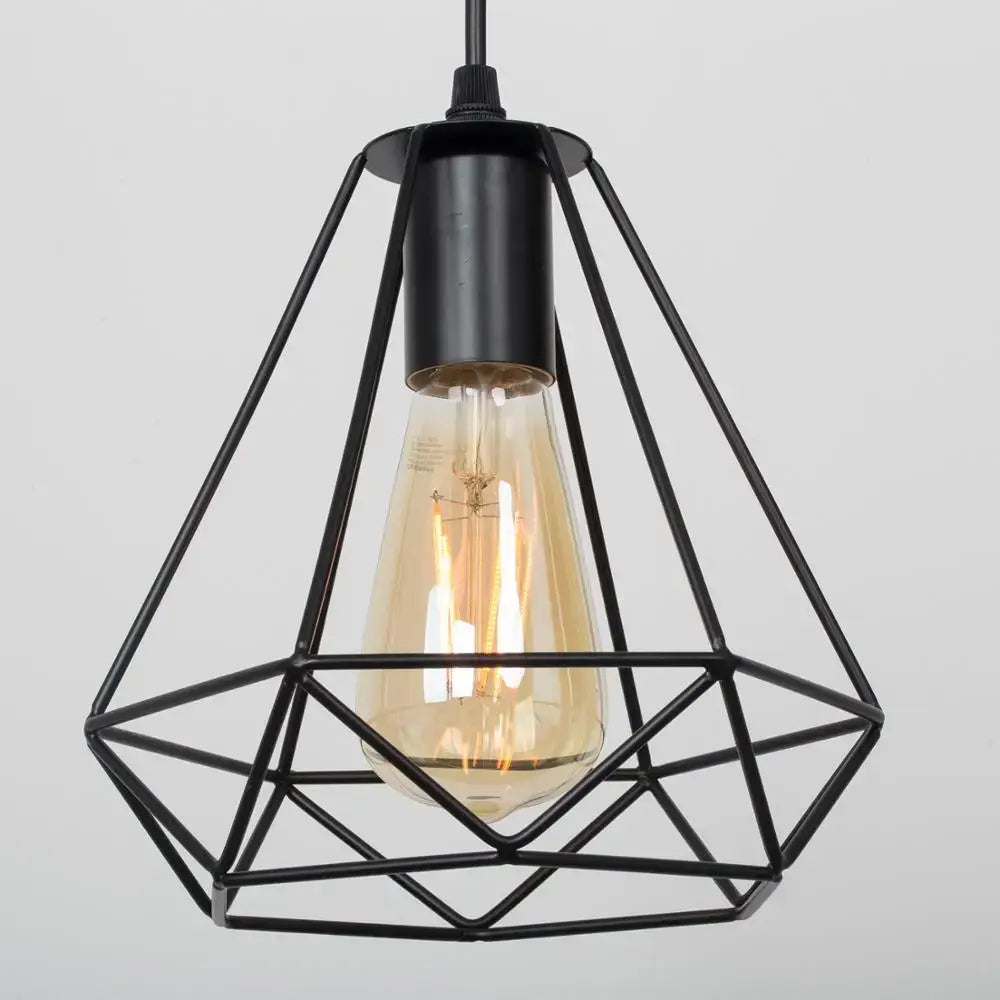 Modern geometric black iron pendant lights for kitchen
