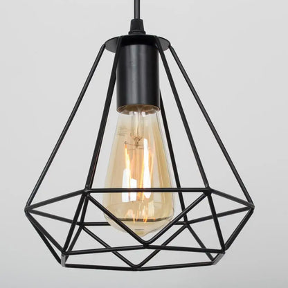 Modern geometric black iron pendant lights for kitchen