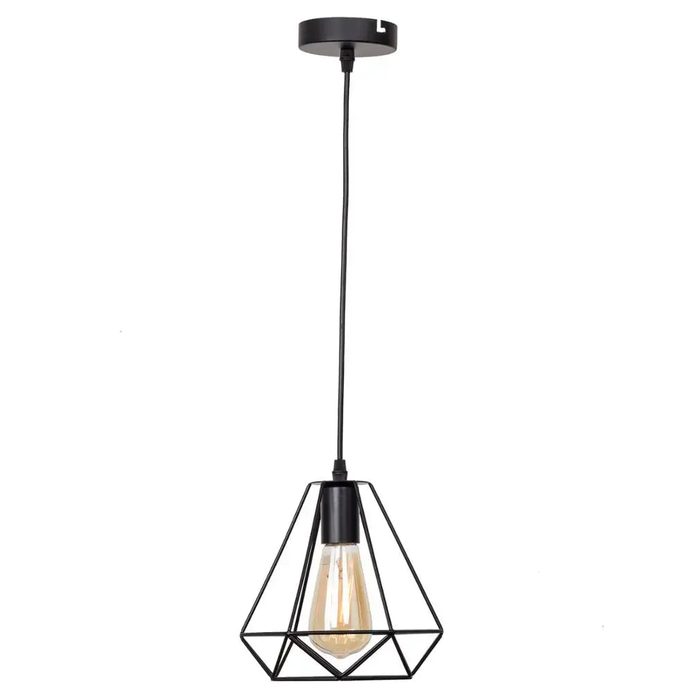 Modern geometric black iron pendant lights for kitchen