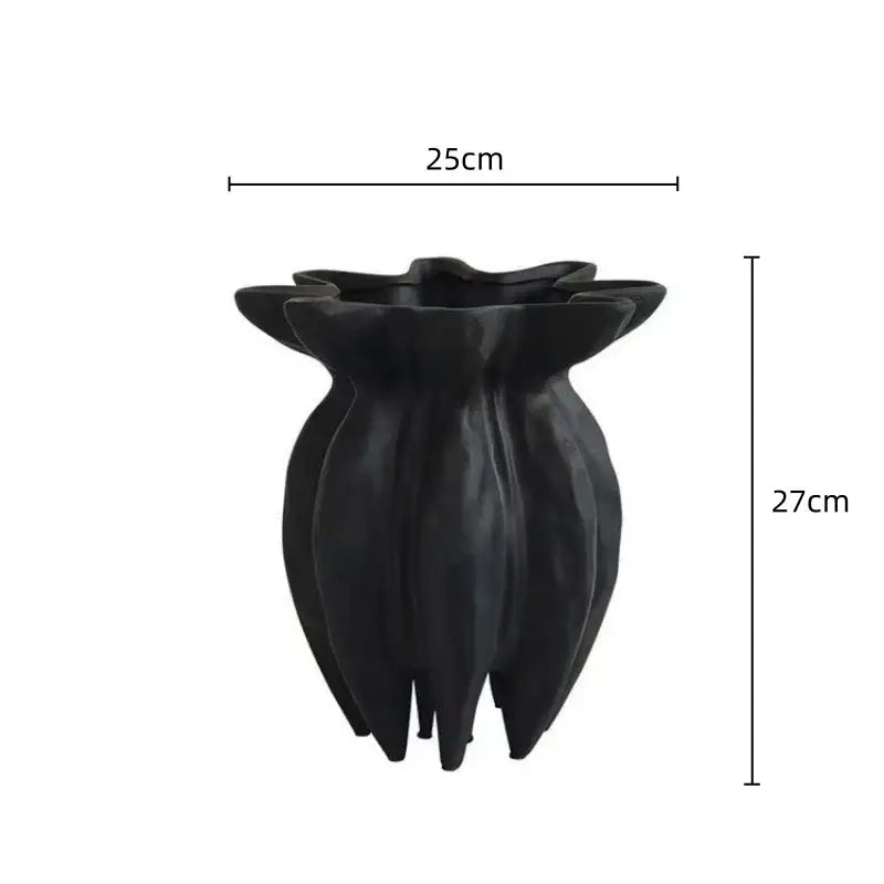 Artistic black jellyfish petal ceramic vase living room decor
