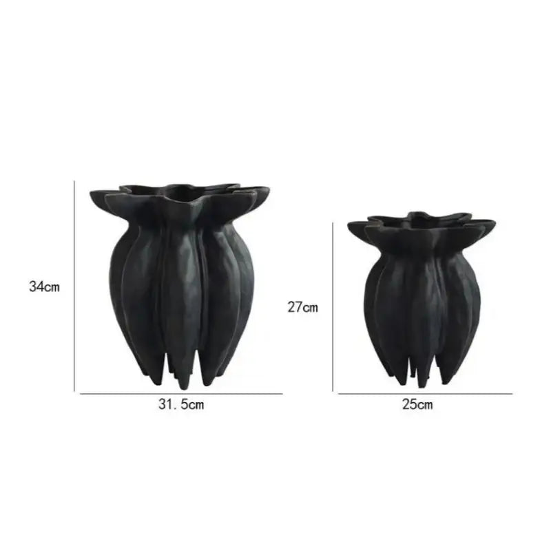 Artistic black jellyfish petal ceramic vase living room decor