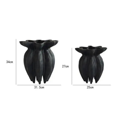 Artistic black jellyfish petal ceramic vase living room decor