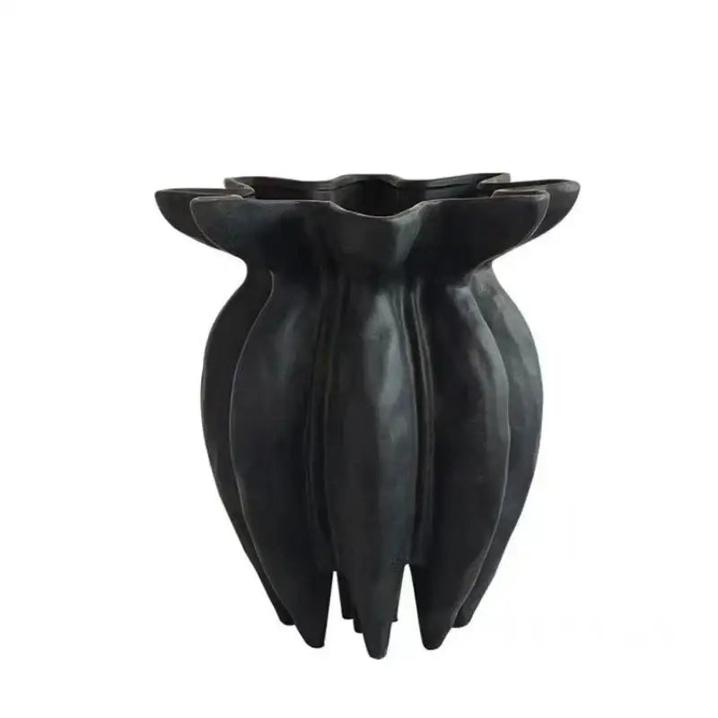 Artistic black jellyfish petal ceramic vase living room decor
