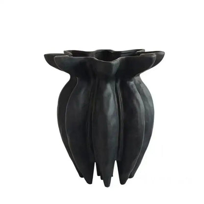 Artistic black jellyfish petal ceramic vase living room decor
