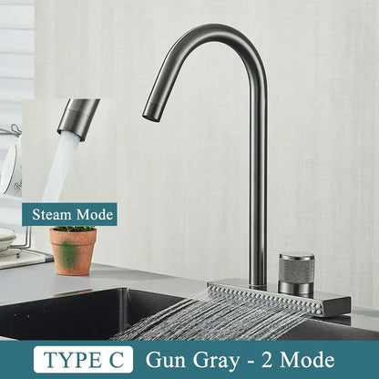 Matte black & gold kitchen faucet with pull down sprayer