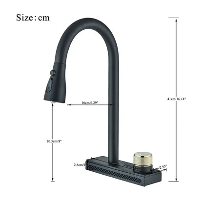 Matte black & gold kitchen faucet with pull down sprayer