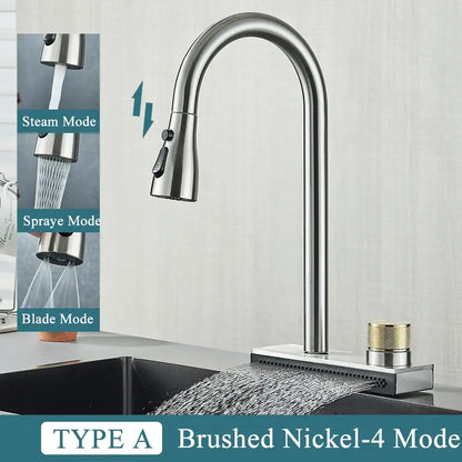 Matte black & gold kitchen faucet with pull down sprayer