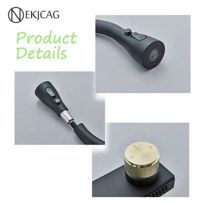 Matte black kitchen faucet with flexible pull out nozzle