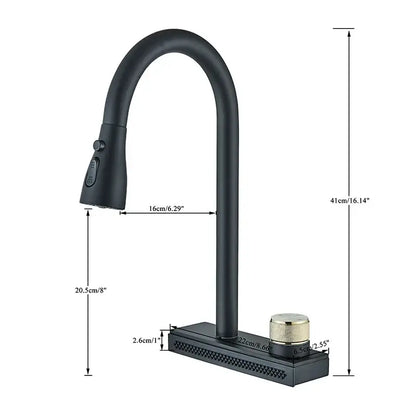 Matte black kitchen faucet with flexible pull out nozzle