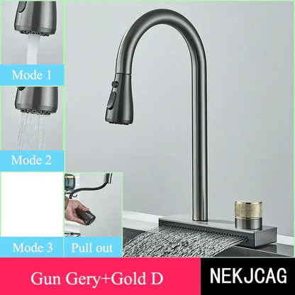 Matte black kitchen faucet with flexible pull out nozzle