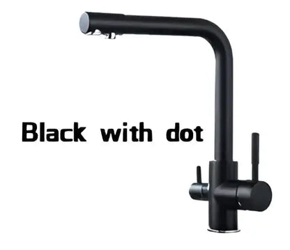 Modern black speckled dual handle kitchen faucet