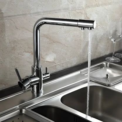Modern black speckled dual handle kitchen faucet