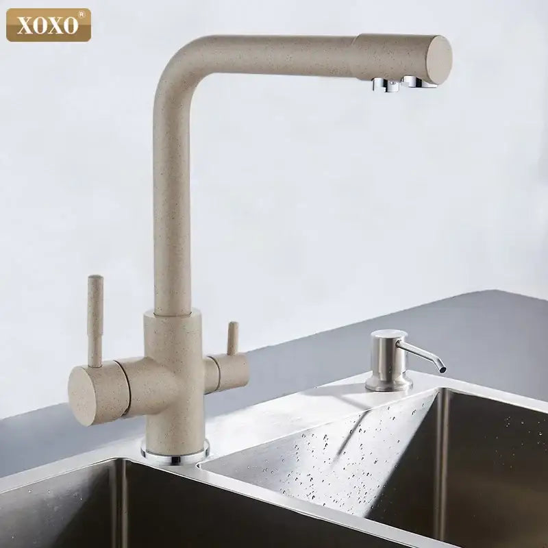 Modern black speckled dual handle kitchen faucet