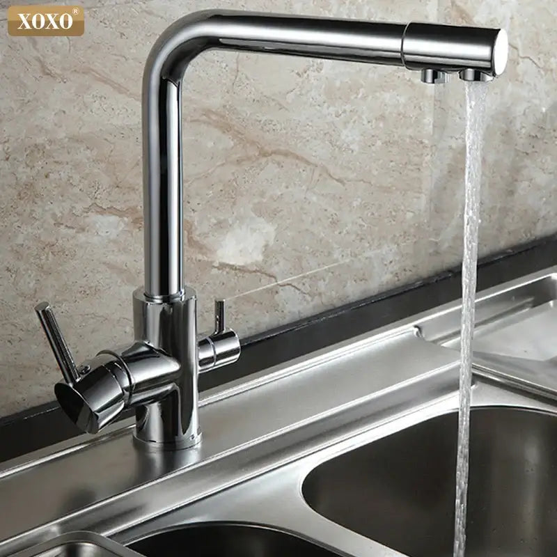 Modern black speckled dual handle kitchen faucet