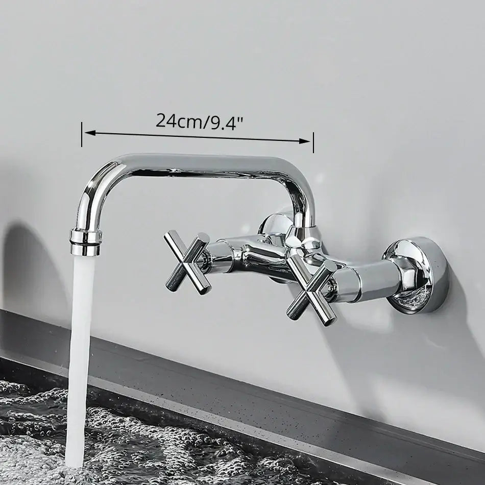 Matte black kitchen faucet mixer tap with cross handles