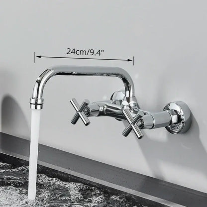 Matte black kitchen faucet mixer tap with cross handles