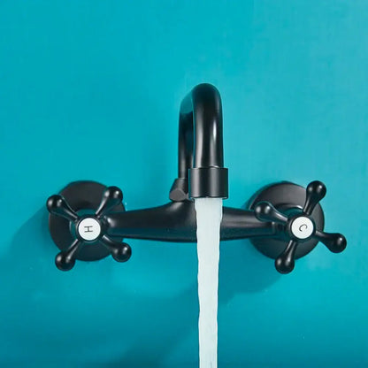 Matte black kitchen faucet mixer tap with cross handles